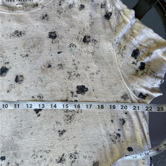 John Varvatos - linen Light Beige Speckled Short Sleeve Tee - Picture 8 of 8